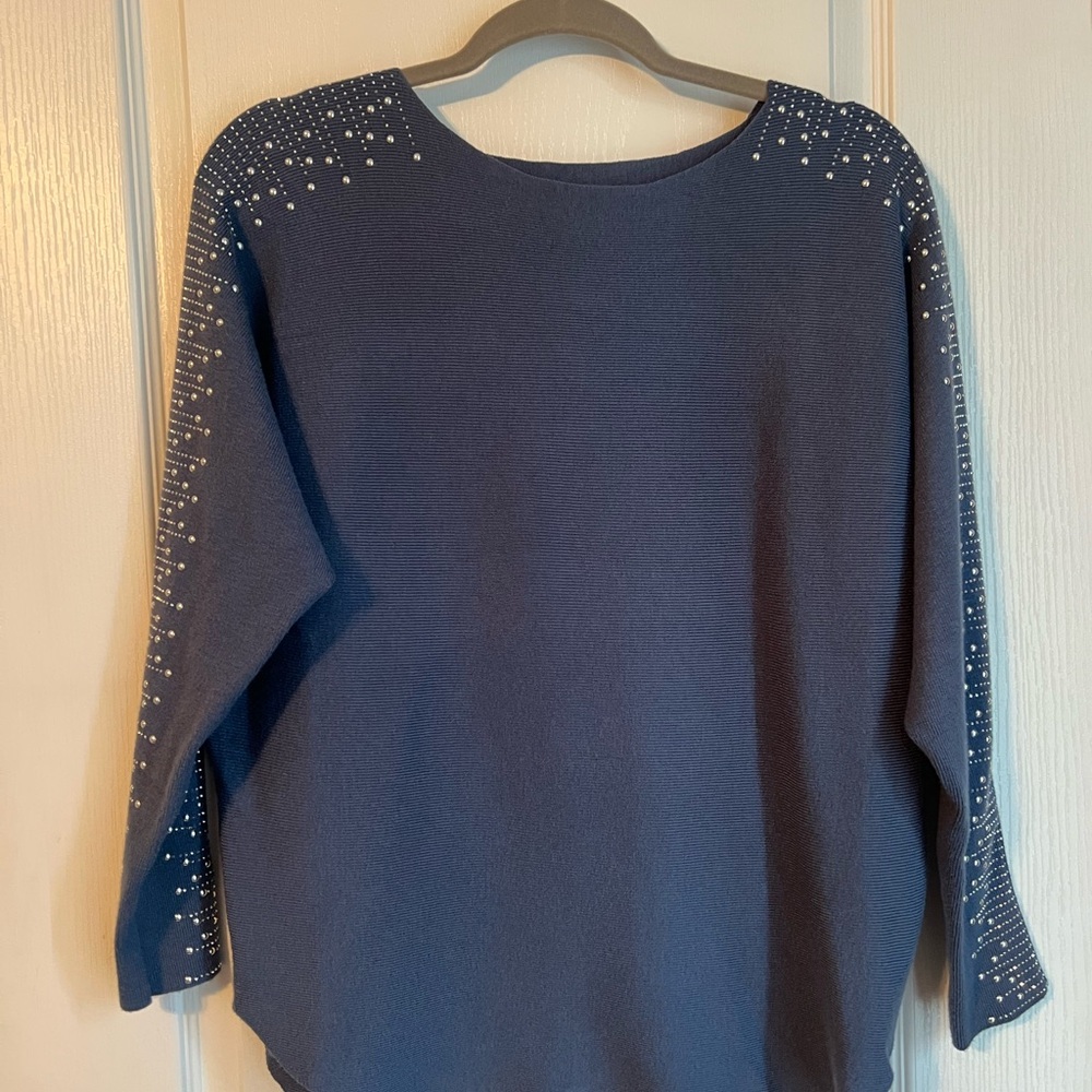 Milano Blue Sweater with Silver Accents